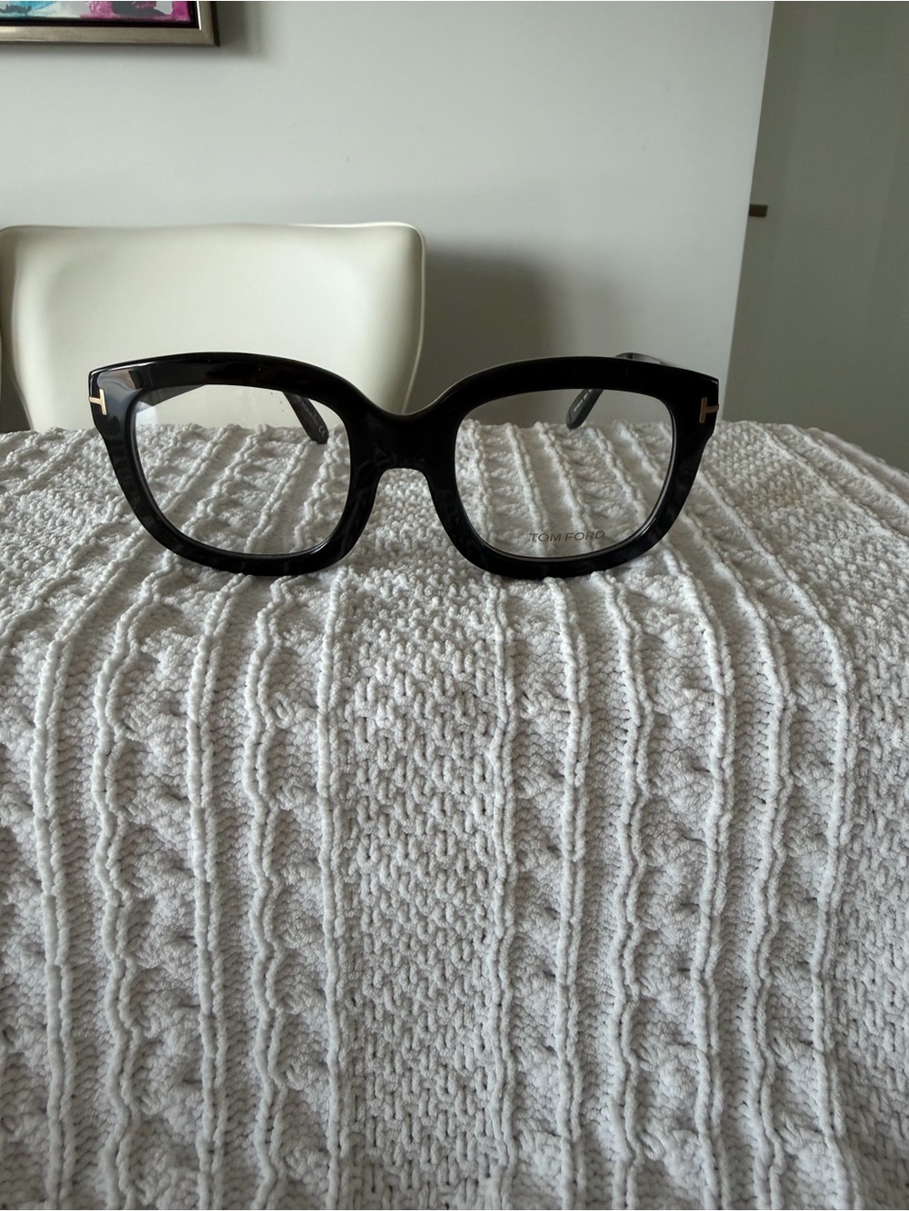 Tom Ford Glossy Black Oversized Square Eyeglasses